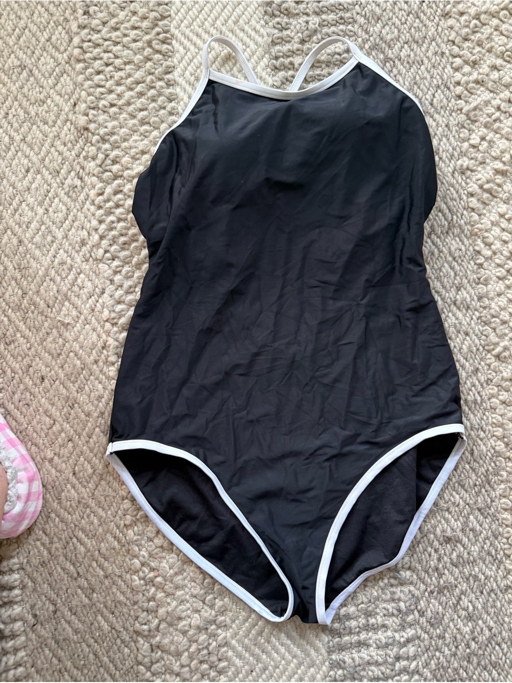 Shade & Shore Black One-Piece Swimsuit with White Trim XL 16 nwot shelf bra
